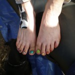 Dirty rainbow toes and some cow tape Dirty rainbow toes and some cow tape